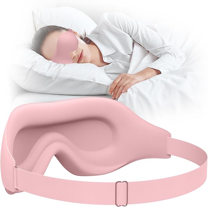 Sleep Mask, EVA BELLE Eye Mask for Men Women, Zero Pressure 3D Sleeping Mask, Cool Super Smooth Light Blocking Soft Eye Shade Cover Memory Foam, Lightweight for Home Travel Use