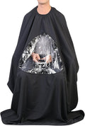 ULTNICE Salon Home Barbers Hairdressing Cape Gown with Viewing Window for Hair Cutting 63 * 57"(Black)