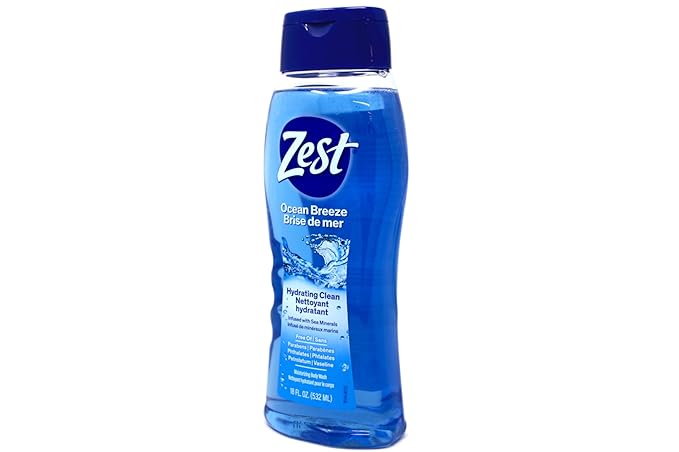 Zest Body Wash - Enriched with Sea Minerals - Invigorating Scent - Hydrating Body Soap - Suitable for All Skin Types - Ocean Breeze - 6 pc