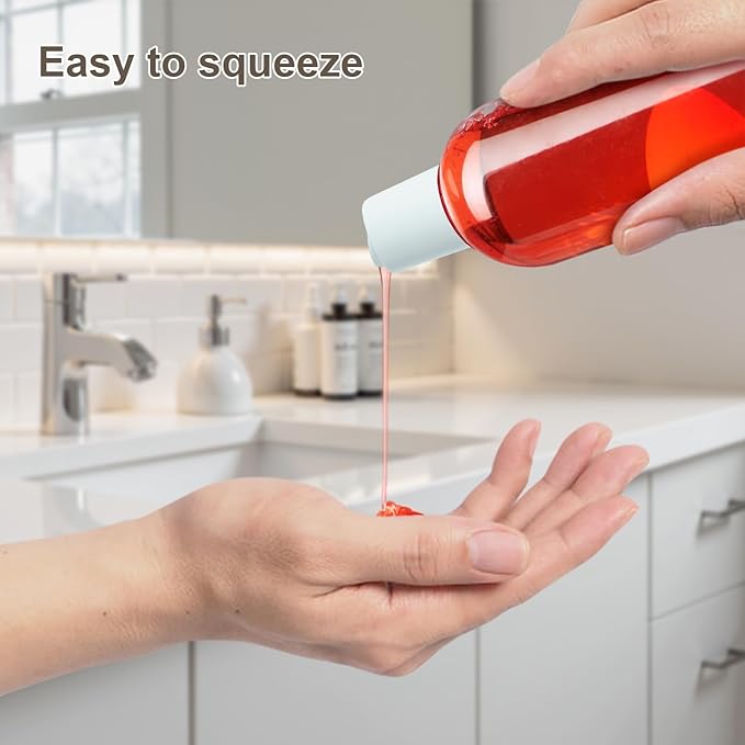 2 Pack 8 oz Clear Plastic Bottles with White Disc Caps Refillable Empty Squeeze Containers Cosmetic Bottles for Toiletries Conditioner Shampoo Lotions Gels