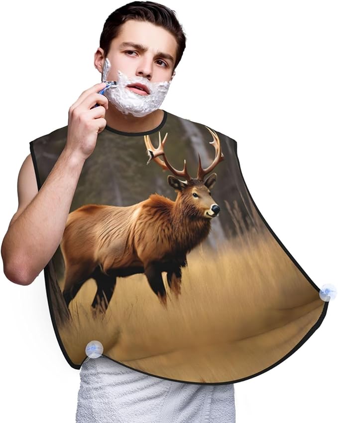 Yellow Flowers Butterflies Print Beard Bib Shaving Apron, Beard Hair Trimming Cape Gift For Dad