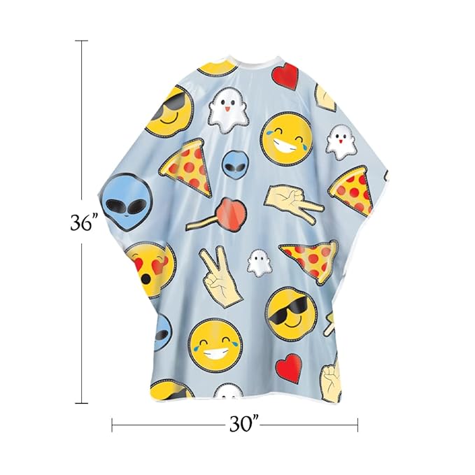 Betty Dain Kids Shampoo Cape, Social Kids Print, Youthful Unisex Design, Perfect Size for Children, Waterproof, Stain Resistant Vinyl, Touch-and-close Fastener, 36 inches wide x 36 inches long