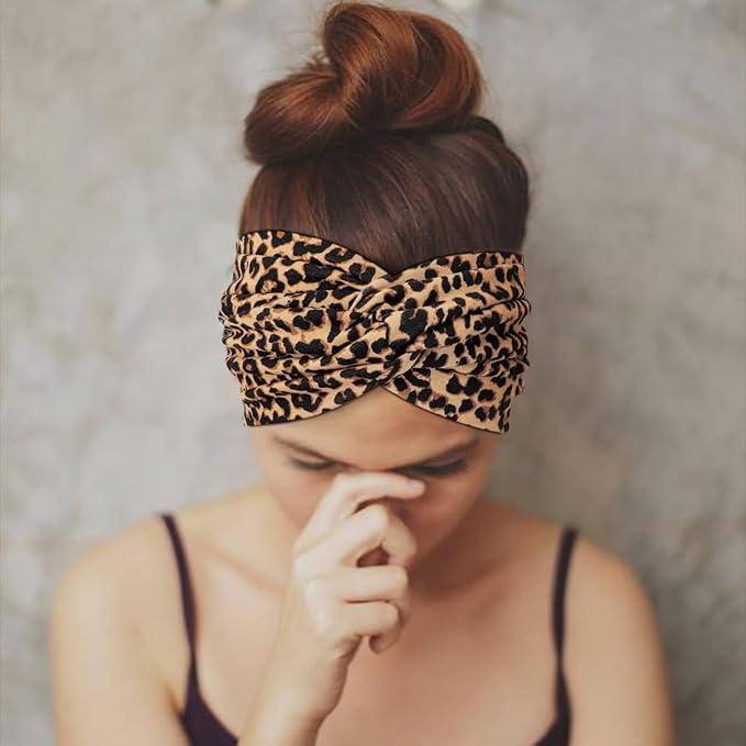 DRESHOW 4 Pack Turban Headbands for Women Wide Vintage Head Wraps Knotted Cute Hair Band Accessories