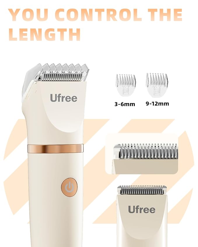 Ufree Bikini Trimmer Electric Razors for Women, Rechargeable Pubic Hair Trimmer Electric Shaver for Legs Body Hair, Bikini Shaver IPX7 Waterproof, White