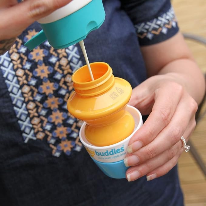 Duo GB Solar Buddies Refillable Roll On Sponge Applicator For Kids, Adults, Families, Travel Size Holds 100ml Travel Friendly for Sunscreen, Suncream and Lotions