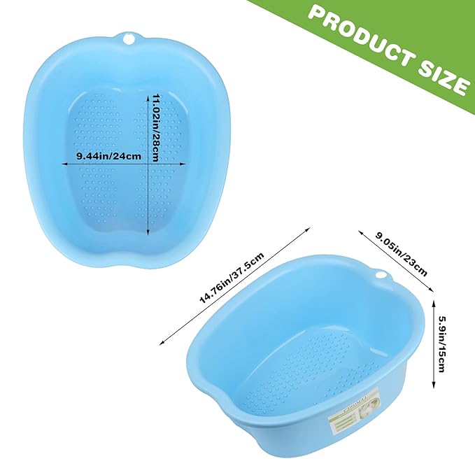 Large Plastic Foot Basin Bath Spa Tub Massage for Soaking Foot,Toe Nails, and Ankles,Pedicure,Improved Sturdy Portable Tub-Blue