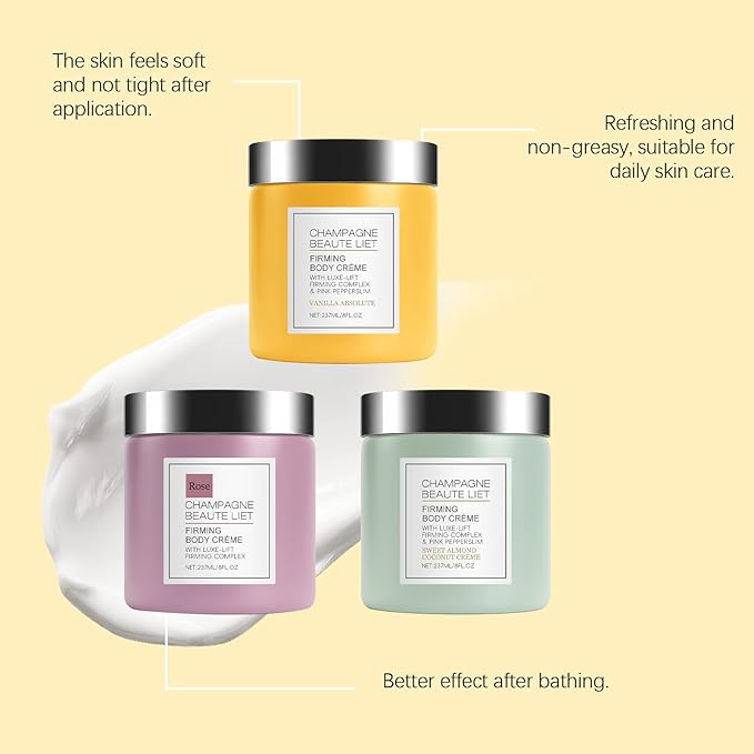 Champagne Lift Firming Body Cream,Champagne Lift Body Creme Anti-Aging Skin Tightening with Lifting Formula | Hydrates Dry Skin,Deep Hydration & Smoothing, Hydrates Dry Skin Arms & Legs (Rose)
