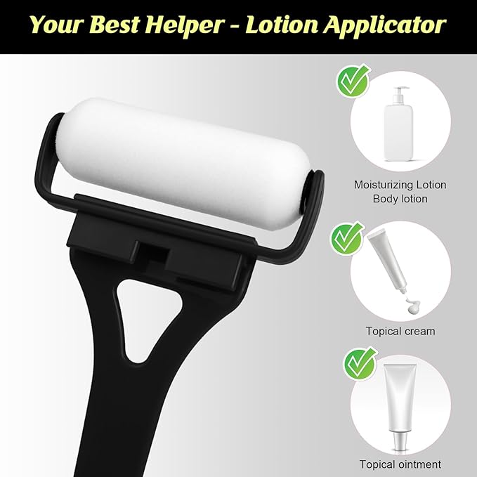 Back Lotion Applicator for Women, Foldable Long Handle Lotion Back Applicator, 3 Reusable Foam Rollers, Effortlessly Apply Moisturizer to Your Backs, Ideal Backs Lotion Applicator for Skin Cream
