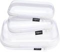3 Pack Clear Hard Shell Zipper Case - Clear Waterproof Cosmetic Bag with Zipper, Kid's Toy Storage Organizer Bins, Charging Cables, creative journaling, painting brushes, Threads,Sketch Supplies