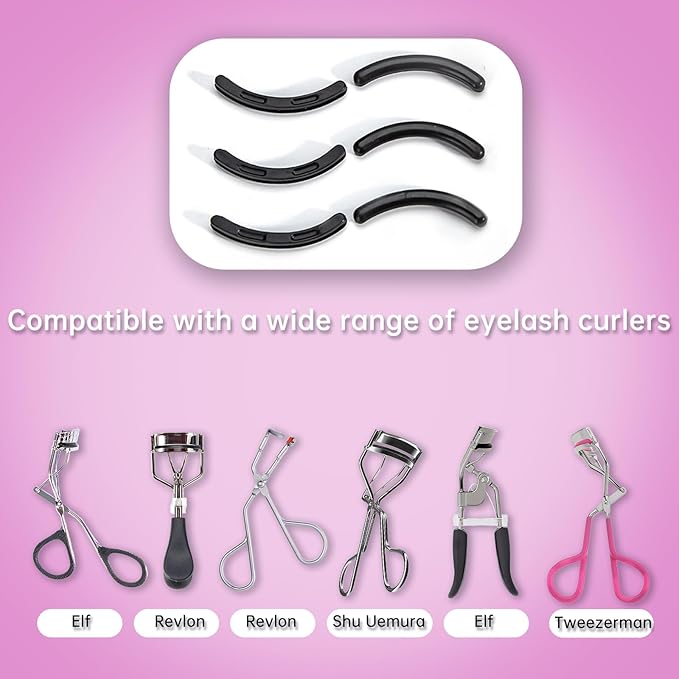 Eyelash Curler Refills Compatible with e.l.f.,Eyelash Curler Pads 24PCS,Silicone Lash Curler Refill Pads Compatible with e.l.f. (Black)