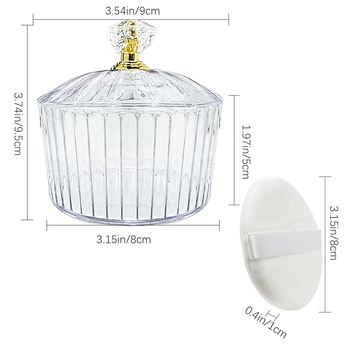 3 Pcs Body Face Plastic Powder Puff and Container Dish 3.15 inche Fluffy Soft Large Powder Puff for Women(Roman jar Shape)
