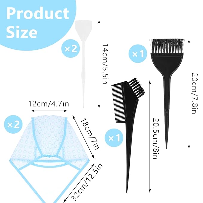 6PCS Highlights Hair Color Kit, With 2PCS Coloring Caps, 2 Spatula With Crochet Hook, 2 Hairs Dye Brush, Hairs Highlighting Kit Styling Tools for Salon Dyeing Hairdressing and DIY Dyeing Hair