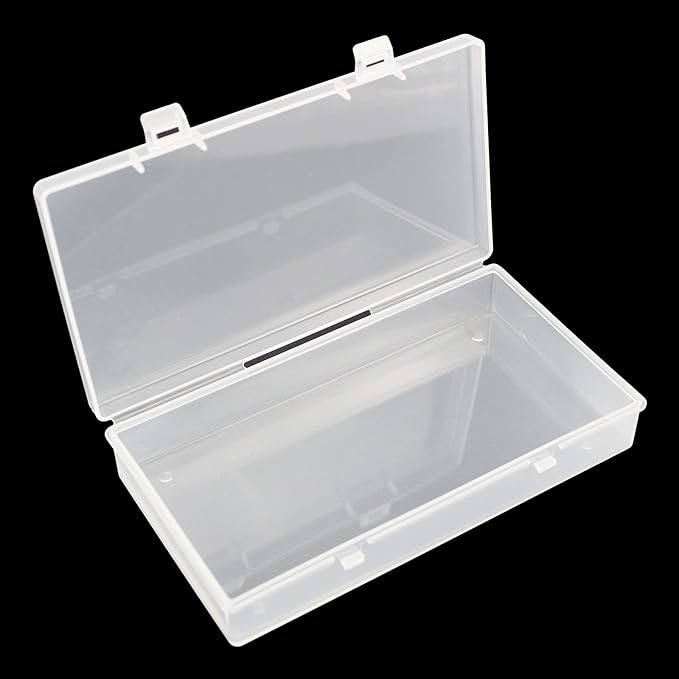 4 Pack Rectangular Clear Plastic Storage Containers Box with Hinged Lid for Beads and Other Small Craft Items (6.1 x 3.3 x 1.18 inch)