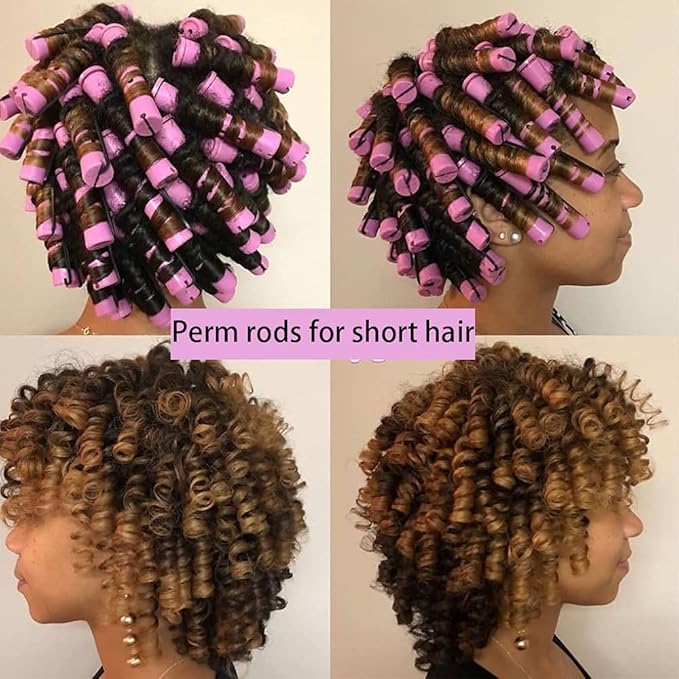 Perm Rods for Natural Hair, 60 pcs Medium Size Hair Rollers for Long Short Hair Styling Tool Hair Curlers