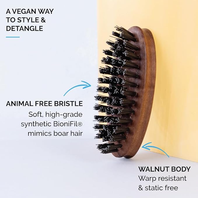 ZEUS Vegan Pocket Beard Brush, Soft Bristle & Animal-Free Grooming Brush for Taming & Styling Beard – Made in Germany (N73)
