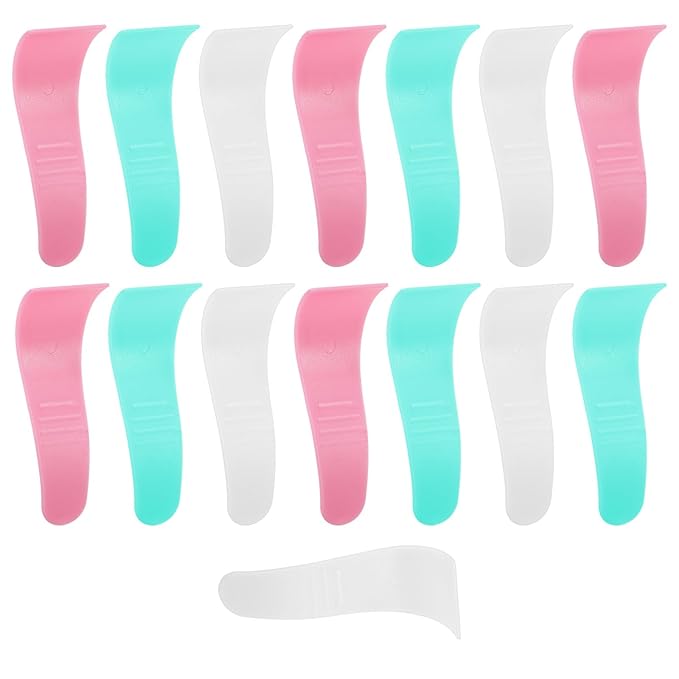 15 Pcs Portable Hair Wax Cleansing Spatulas, Reusable Hair Waxing Removal Applicator Sticks, Plastic Depilatory Creams & Mask Scraper Beauty Tools for Women Men (White, Green, Pink)