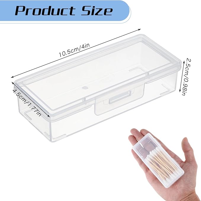 4 Pcs Cotton Swab Holder for Travel Portable Small Dental Floss Picks Case Clear Plastic Buds Storage Containers Box with Dustproof Lid for Ear Cosmetics Makeup Remover Nail Polish Remover