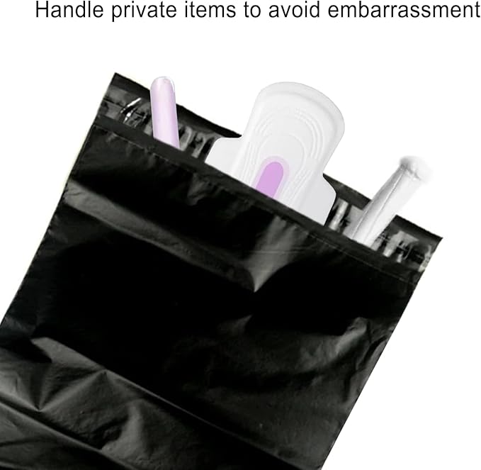 Sanitary Napkin Disposal Bags - 200 Pcs, Privacy Protection, Self-sealing, Women's Tampons - Black