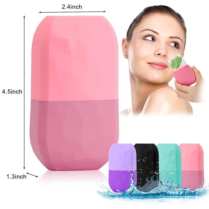 Ice Roller for Face and Eye, Upgraded Ice Face Roller Facial Beauty Ice Roller Skin Care Tools, Ice Facial Roller Gua Sha Face Massage, Silicone Ice Mould for Face Beauty Remove Fine Lines (Pink)