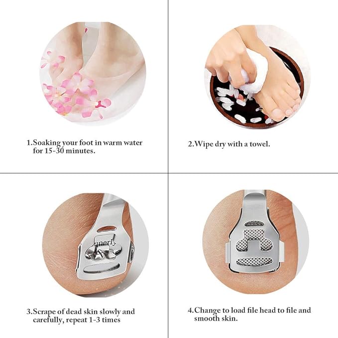 ZIZZON Foot Care Pedicure Callus Shaver Hard Skin Remover Wood Handle 10 Blades ZIZZON
