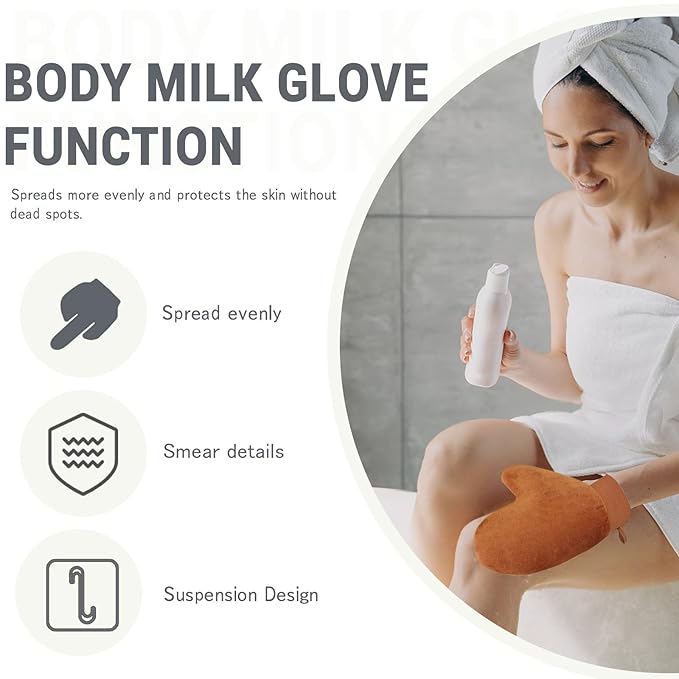 Tanning Mitt and Self Tanner Back Applicator, Different Sized Self Tanning Kit, Tanning Glove Self Tan Back Applicator for Lotion Mousse Sunless Face Skin Body Beauty Women Men (brown)