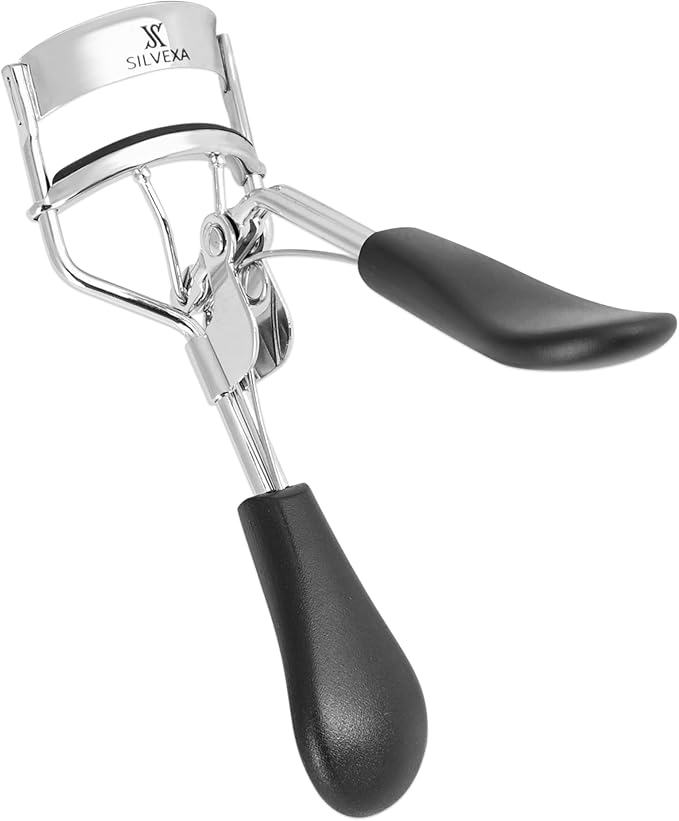 Eyelash Curler with Comfort Grip – Professional Stainless Steel Lash Curler with Soft Silicone Pads | No-Pinch, Long-Lasting Curl for All Eye Shapes | Ergonomic Handle Makeup Tool (Black)