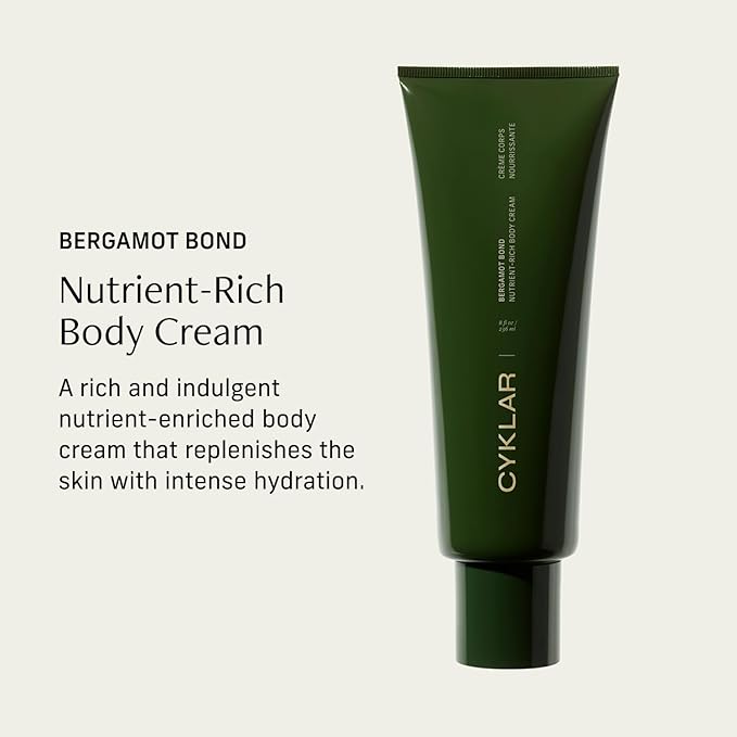 CYKLAR Nutrient Rich Body Cream – Non-Greasy Lotion for 48-Hr Moisture – Squalane, Niacinamide & Banana Flower for Hydration & Skin Barrier Support – Dry Skin Moisturizer 8oz – Bergamot Bond