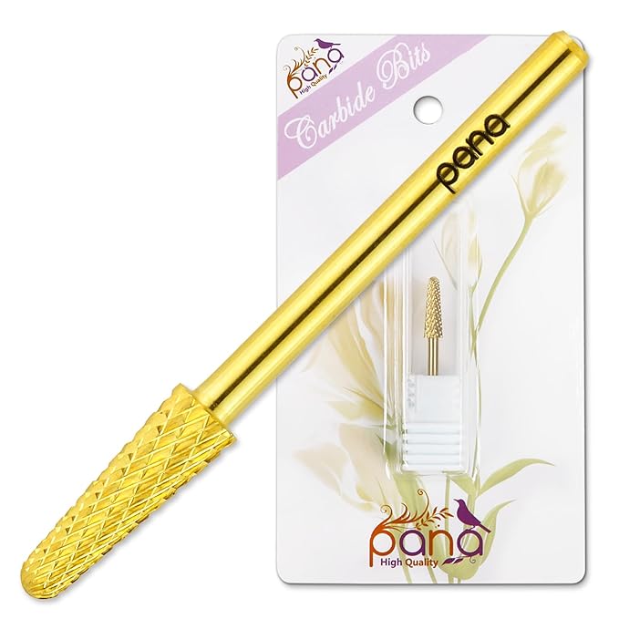 USA PANA Professional 3/32" Shank Size - Cone Shape Carbide Bit - Nail Drill Bit for Manicure Pedicure Tools Dremel Machine - Gold, Silver (Coarse, Gold)