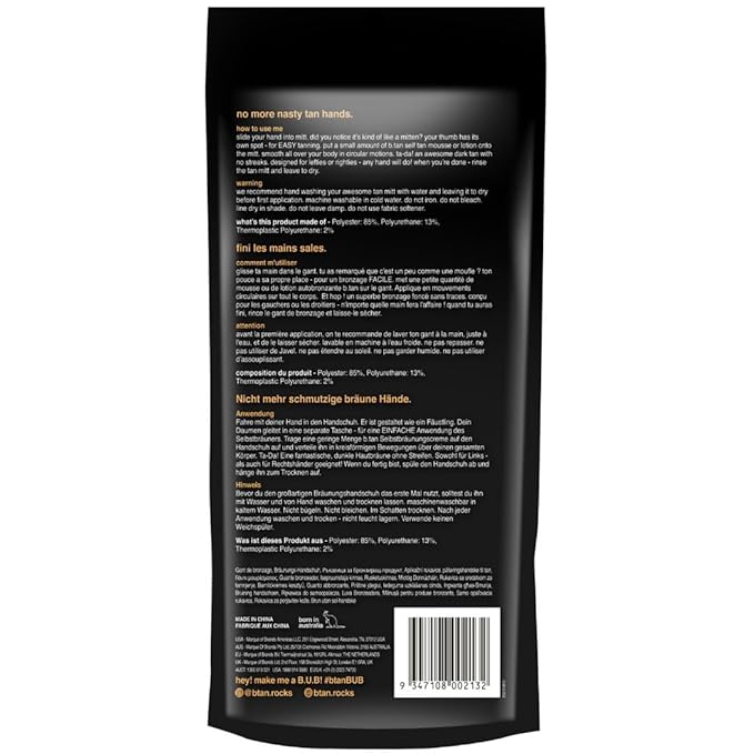 b.tan Self Tanning Mitt | I Don't Want Tan On My Hands - Sunless Tanner Applicator Glove w/Thumb, Streak-Free, Velvety Soft, Reusable, Face & Body, Great for Foam, Mousse, Gradual Lotion, & Drops