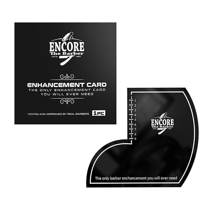 Enhancement Card (Black) | for barbers | crispy lines | hairline repair | Beard lineup | Outline shapeup tool | Design ruler | fiber application guide | waterproof