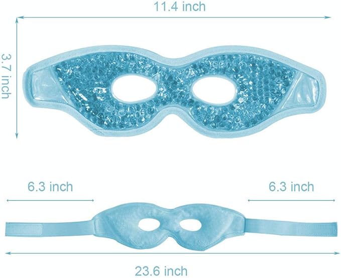 Cooling Gel Eye Mask with Eye Holes, 2 PCS Cold Eye Packs for Puffiness & Swelling, Reusable Hot Cold Compress Heat Ice Gel Pack, Green and Blue