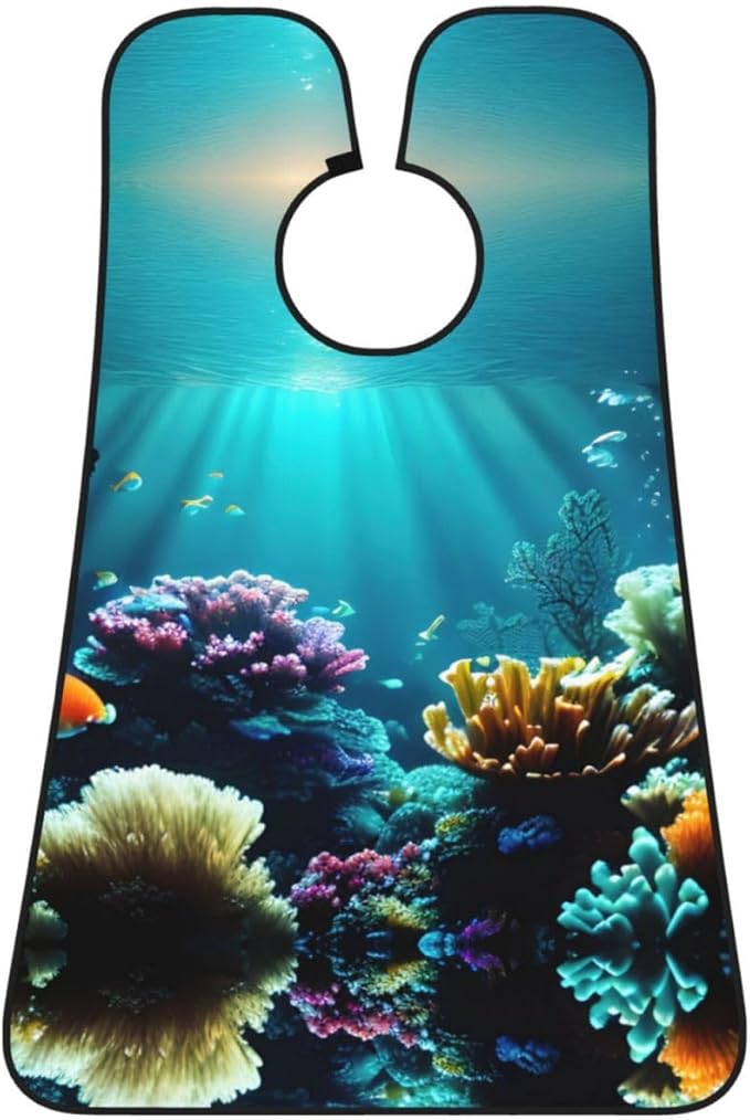 Underwater Scenery Print Beard Bib Shaving Apron, Beard Hair Trimming Cape Gift For Dad