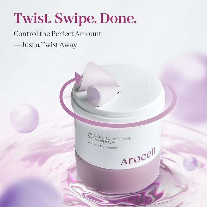 AROCELL Super Collagen Melting Balm 3.53oz – Korean Makeup Remover Balm for Blackhead Care, Deep Pore Care with Peptides Hydration, Nourishing Daily Face Wash Skincare | BSS Skincare Must-Have