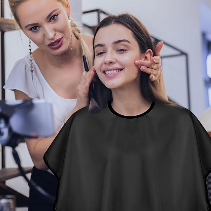 3 Pcs Makeup Capes Beauty Salon Makeup Bibs Shorty Smock for Clients Lightweight Comb-out Beard Apron Hair Dye Capes Hair Salon Shorty Cape for Makeup Artist Hair Beauty(Black)