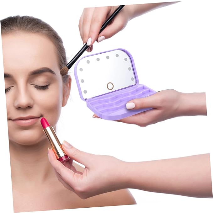 Portable LED Lash Tray Eyelash Storage Case with Mirror Lightweight False Eyelash Holder for Travel and Professional Use Compact Purple Box Organizer