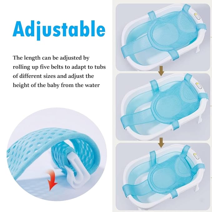 Baby Bath Support Mesh Pad Newborn Bath Tub Seat Net Non-Slip Baby Tub Mat Floating Bathtub Seat Cushion Adjustable Pillow for Bathing Cushion Pad Mat for 0-3 Years Old (No Bathtub)