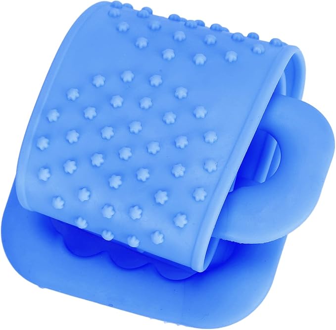 Silicone Bath Body Brush with Strong Tensile Strength - Hangable Back Cleaning Bath Strap - Blue DoubleSided Back Scrubber for Shower & Body Wash (Blue)