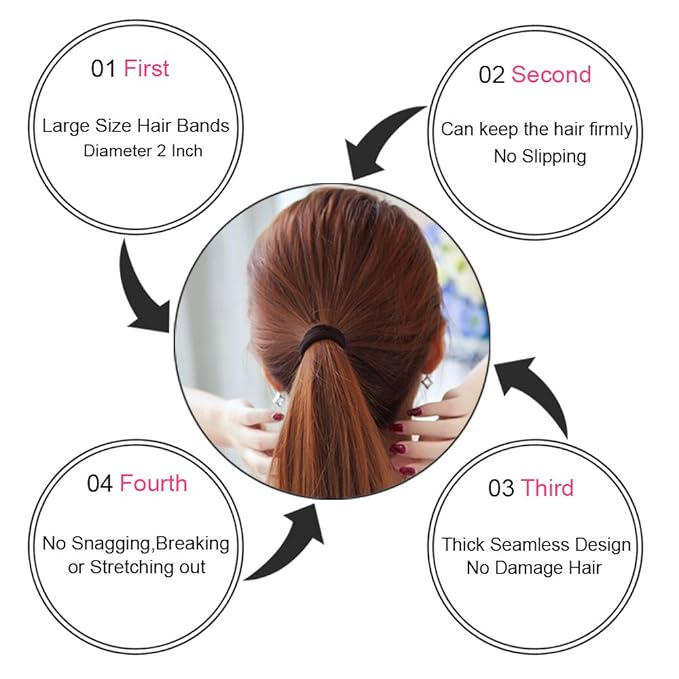 J-MEE Hair Bands Hair ties for Thick Hair 100PCS Seamless Cotton Simply Ponytail Holders Headband Scrunchies Hair Accessories No Crease Damage (Neutral Colors)