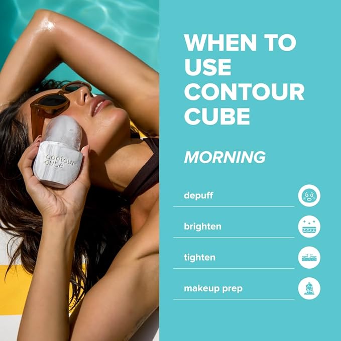 Contour Cube Original - Ice Roller for Sculpting & De-Puffing - Face Ice Roller & Massager with BPA-Free Silicone - Ice Mold for Face - Skin Care Tools for Daily Skincare (180ml) - Marble