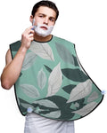 Mint Gray Leaves Print Beard Bib Apron For Men, Beard Hair Catcher For Men Shaving Trimming,Beard Cape Cloth