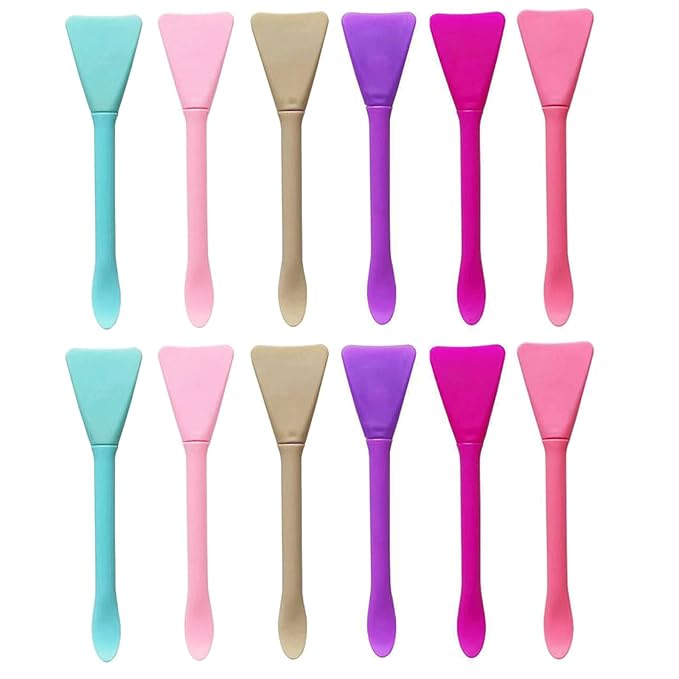 12PCS Silicone Face Mask Brushes, Face Mask Applicator, Skincare Spatula, Skin Care Lotion Applicator, Spa Makeup Tools for Facial Cream Mask Mixing and Sampling