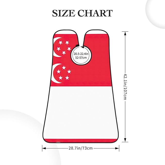Singapore Flag Print Beard Bib Apron For Men, Beard Hair Catcher For Men Shaving Trimming,Beard Cape Cloth