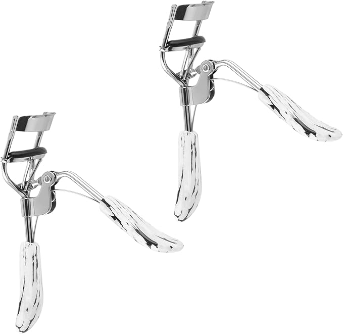 Professional Eyelash Curler Long Lasting Lifted Eyelashes Ergonomic Comfort Hold Perfect Curls in Seconds (x2 Marble Style Handle)