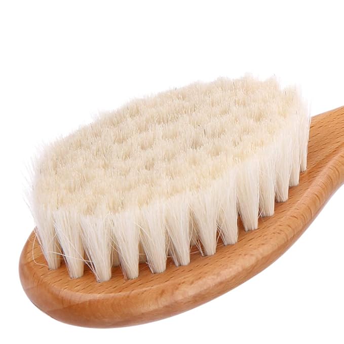Barber Fade Brush, Beard Brush, Styling Cleaning Brush, Neck Duster Brush with Wooden Handle for Men Beard Styling Cutting Supplies (Short)