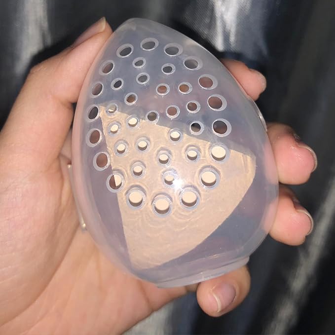 6 Pack Makeup Sponge Holder Carring Case Storage Box Clear Hard Container Protector for Cosmetic Make Up Blending Sponges Powder Puff Beauty Egg Blenders Travel Outdoor