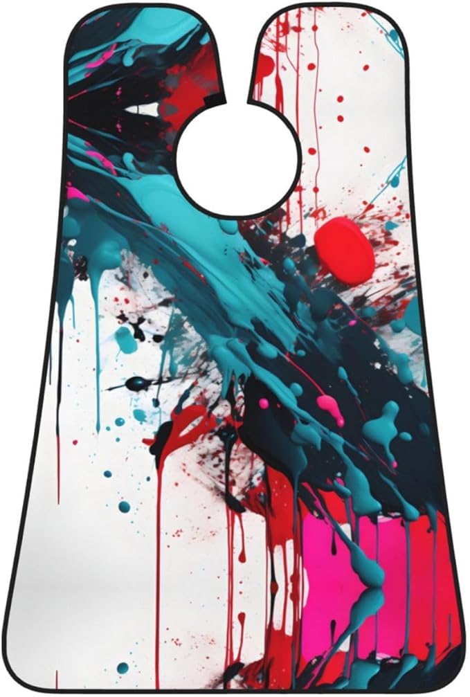 Abstract Paint Splashes Print Beard Bib Apron For Men, Beard Hair Catcher For Men Shaving Trimming,Beard Cape Cloth