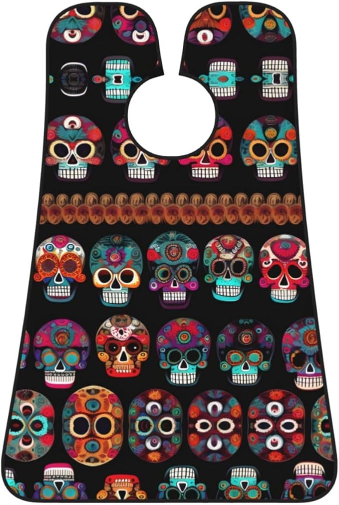 Mexican Skull Print Print Beard Bib Apron For Men, Beard Hair Catcher For Men Shaving Trimming,Beard Cape Cloth