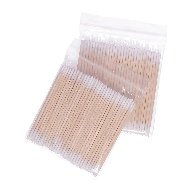 1000pcs Double Side Wood Cotton Swab Microbrush Eyelash Sticks Cleaning Swabs Nails Ear Toothpicks Cosmetic Eye Lash Glue Removing Tools (1000PCS)