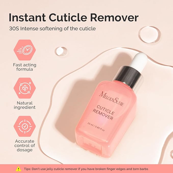 MelodySusie Cuticle Remover Kit,25ML Cuticle Remover Cream and Cuticle Oil,Cuticle Nipper Trimmer Pusher, Nail File and Brush for Cuticle Softener & Moisturize Manicure Kit for Nail Care