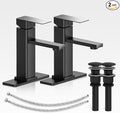 Bathroom Faucets Set with Pop Up Drain, Modern Single Handle Black Bathroom Sink Faucet w/Deck Plate(1 or 3 Hole), Farmhouse RV Vanity Sink Faucet-2 Sets, baño lavamanos Llave